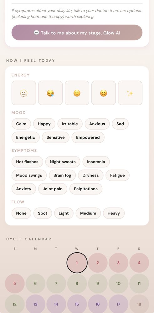 Glow Up With IA, Glow Cycle hormonal tracker