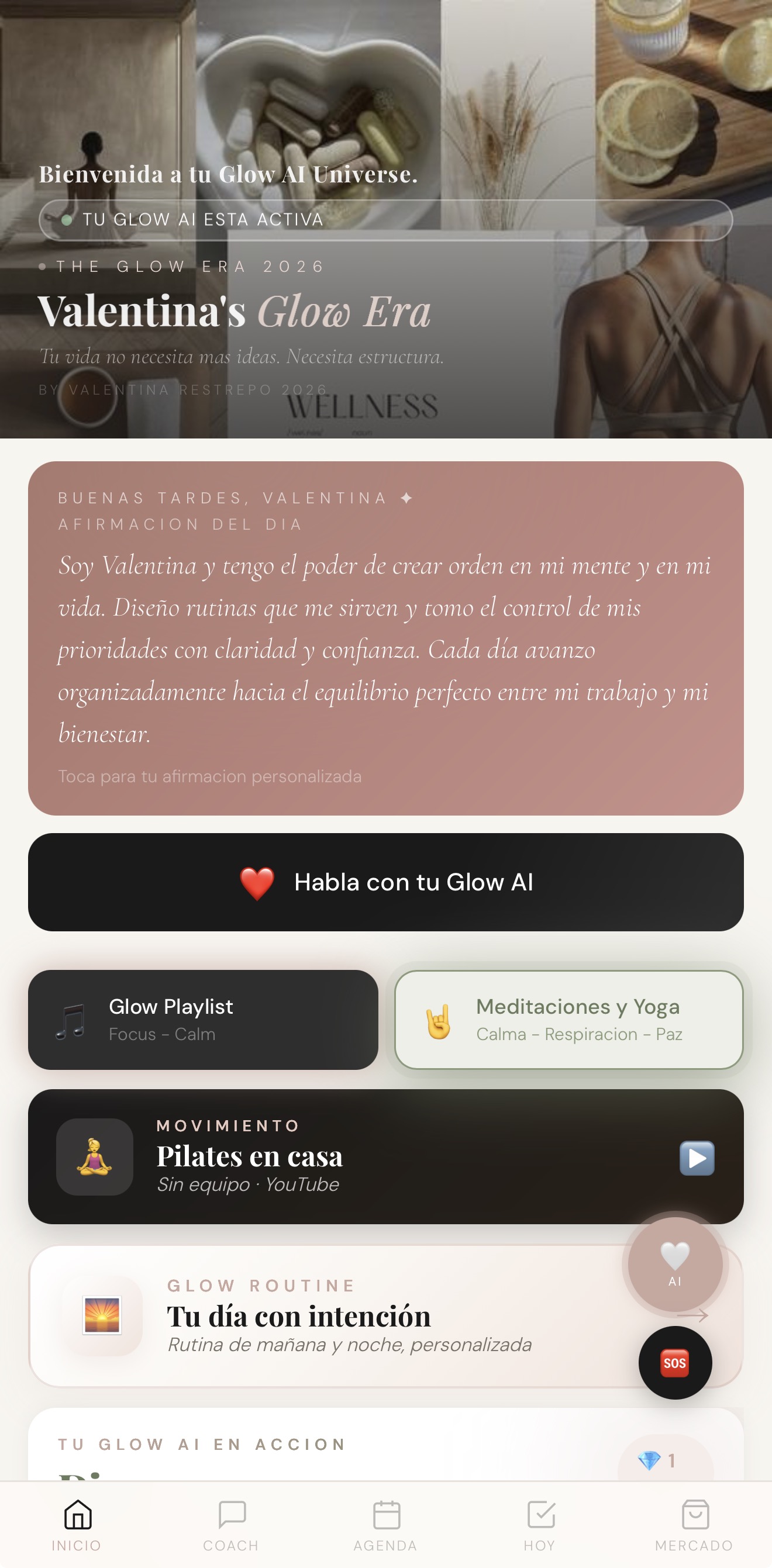 Glow Up With IA, pantalla de inicio
