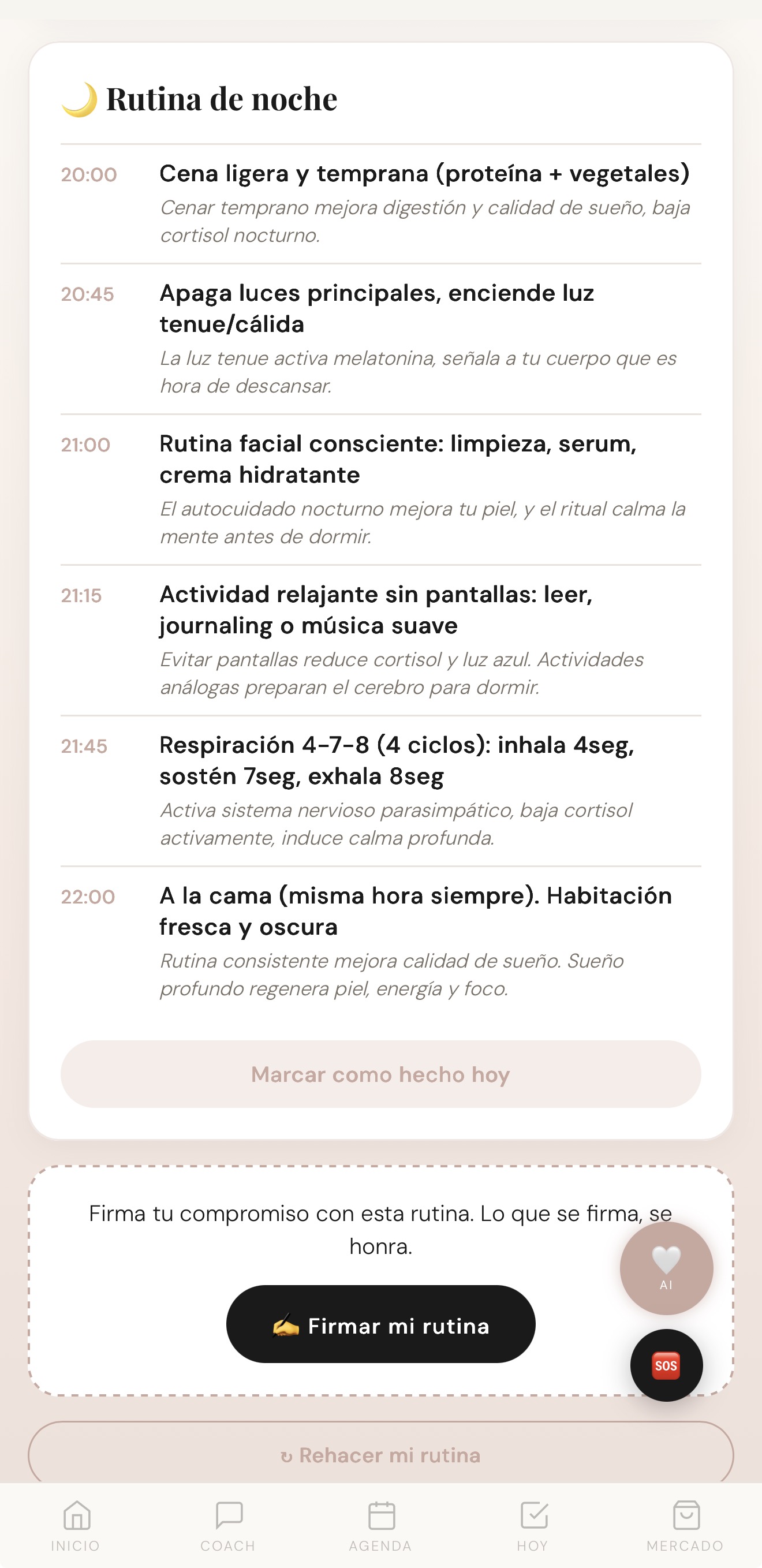 Glow Up With IA, rutina de noche