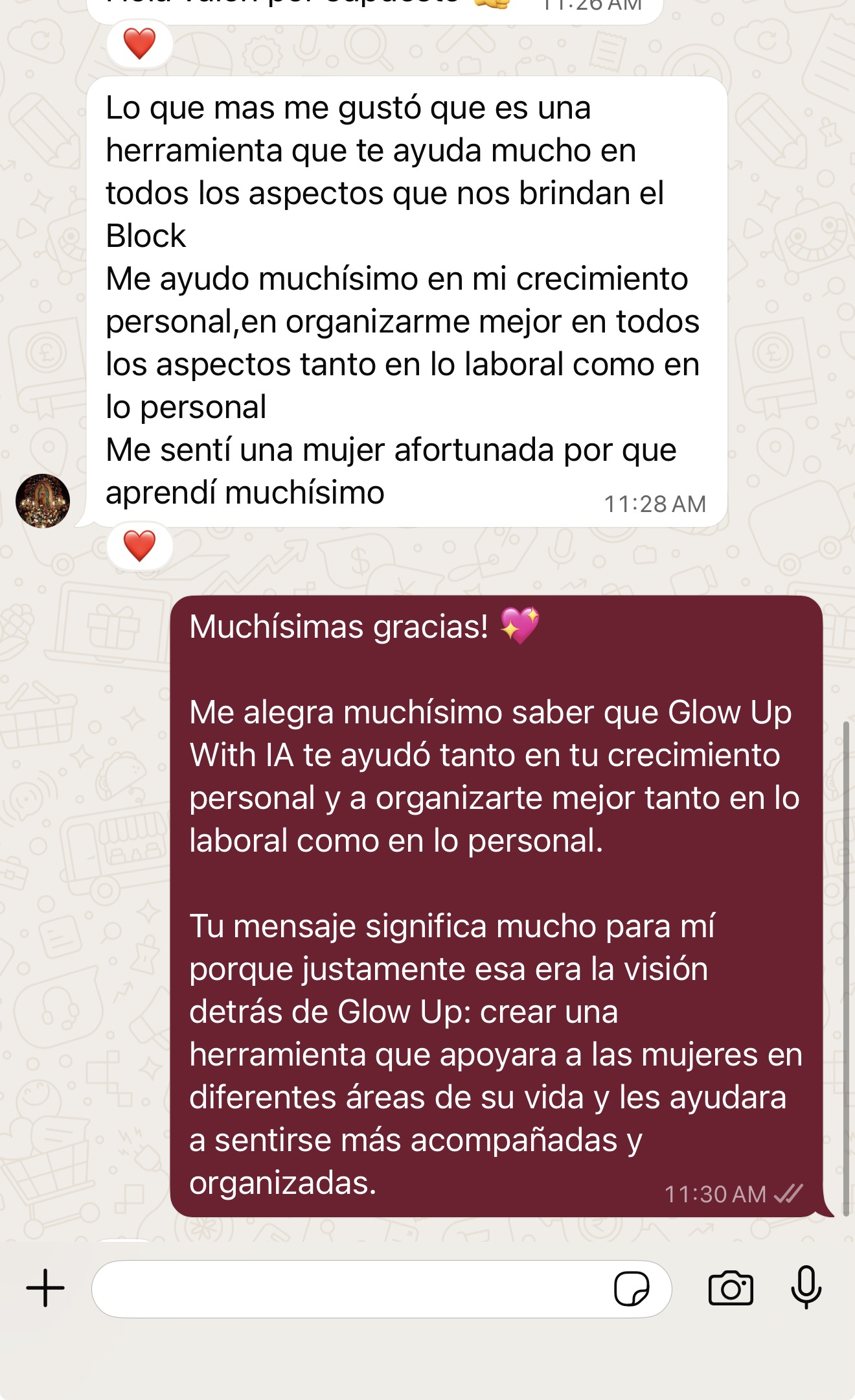 Reseña real de una usuaria sobre Glow Up With IA